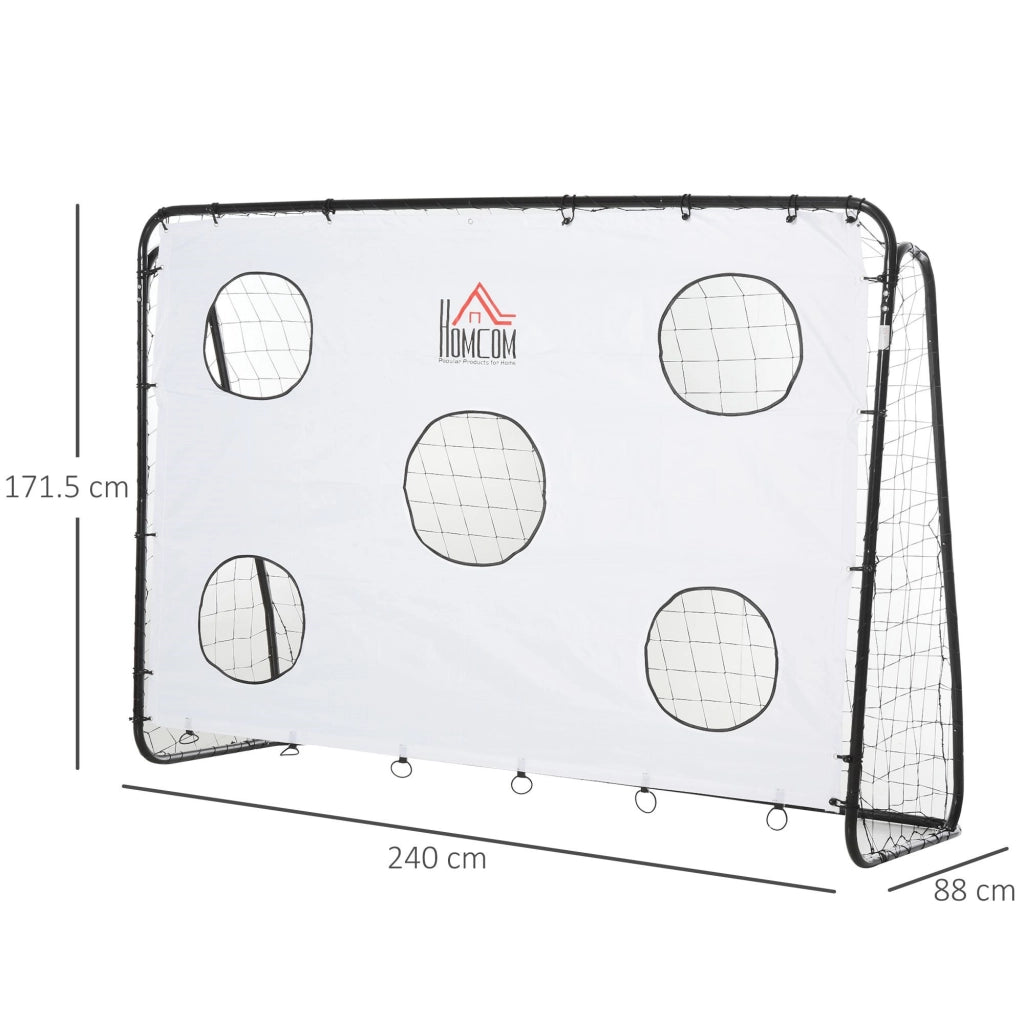 EasyComfort Porta da Calcio per Bambini e Adulti con Rete in PE, in Metallo e Oxford, Bianco e Nero, 240x88x171.5cm