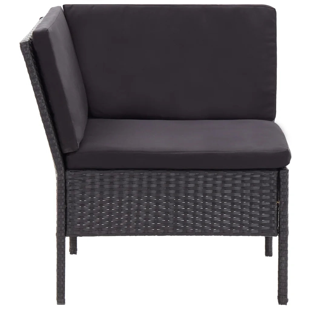 Set Divani da Giardino 6 pz con Cuscini in Polyrattan Nero cod mxl 40879