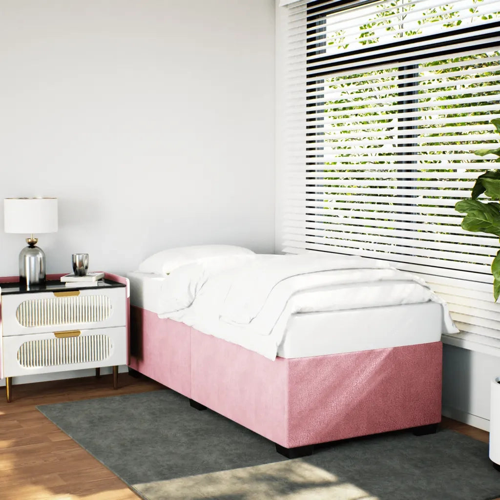Letto singolo | Letto per adulti | Giroletto Rosa 90x190 cm in Velluto
