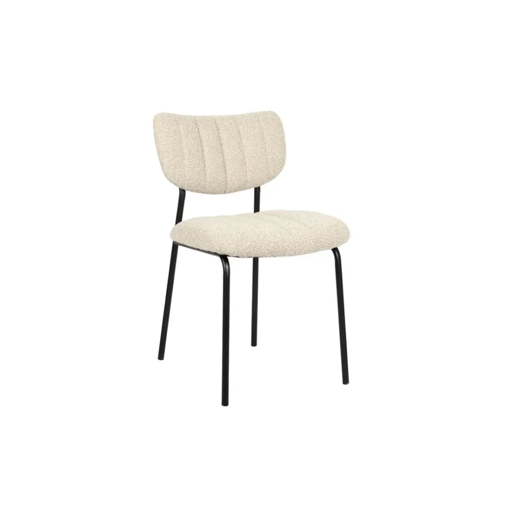 Set di 2 sedie NORAYA - Tessuto beige - Piedi in metallo - Design compatto - Eleganza naturale e raffinata