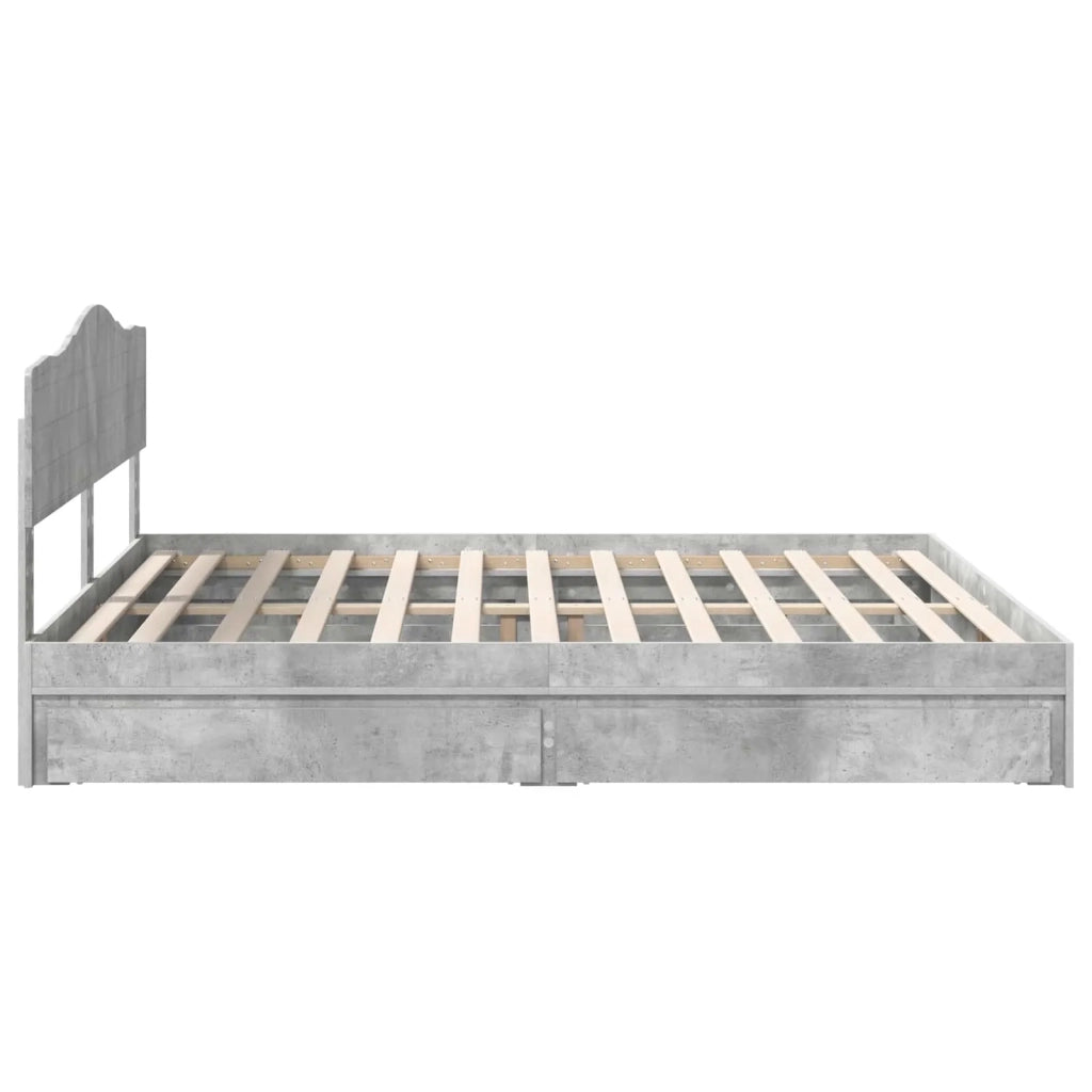 Letto con Contenitore con testiera Grigio cemento 200 x 200 cm 3413064