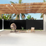 Tenda da Sole Laterale Retrattile-Tenda parasole per balcone per giardino Nera 200x1200 cm 722739