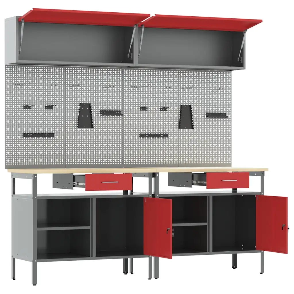 Set banco da lavoro con cassetto 8 pcs Rosso e Grigio 3321499