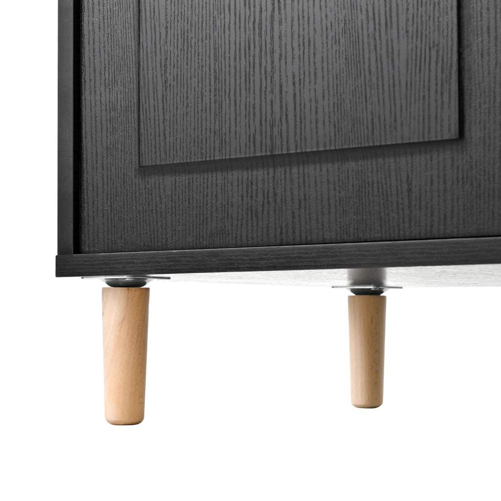 Credenza alta con pannello forato e 3 cassetti, mobile contenitore per cucina e sala da pranzo, nero 120 × 40 × 190 cm