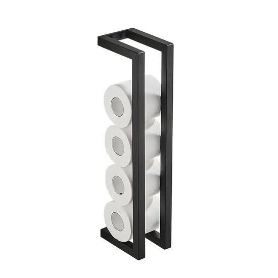 Organizzatore per asciugamani in carta per bagno da parete, Toiletpapierholder da parete, progettato per la facilità di installazione, adatto per bagno, cucina, ufficio, finitura nera, stile moderno e costruzione duratura.