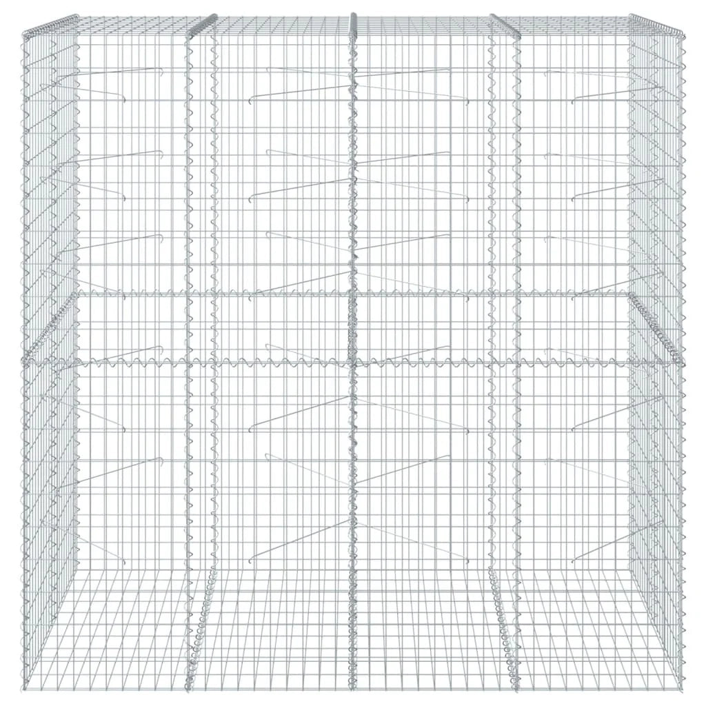Gabbione recinto a gabbia muro di contenimento con coperchio 200 x 100 x 200 cm ferro zincato argento 02_0040141