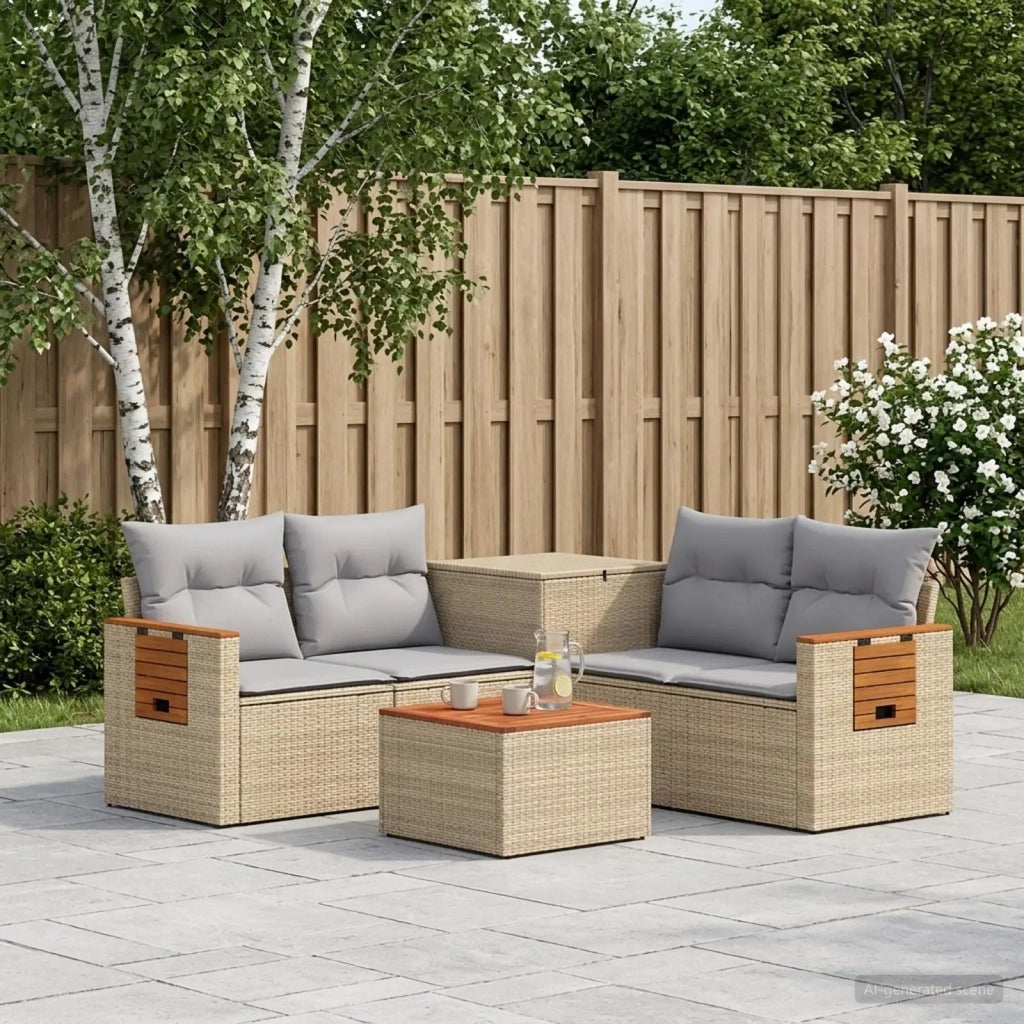 Set di divani 6 pz Beige e Grigio Chiaro 3447679