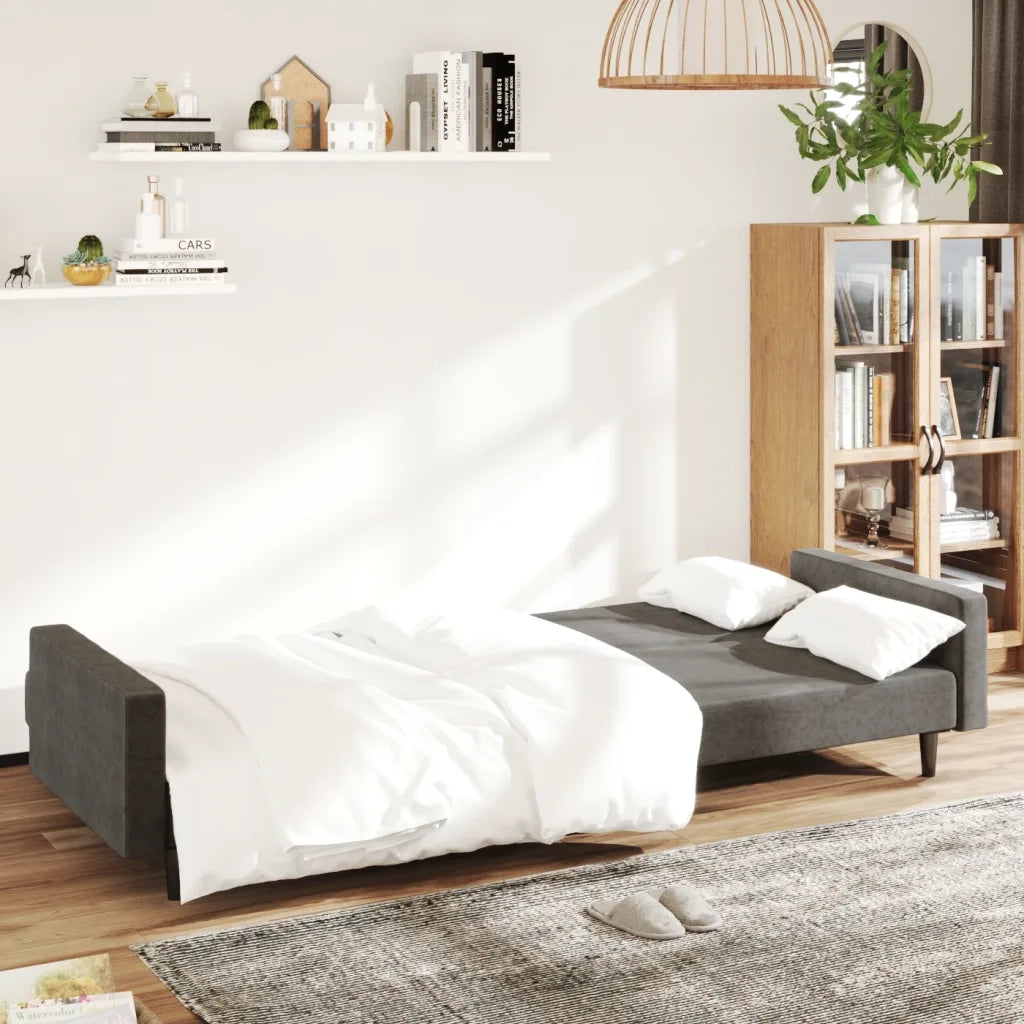 Divano letto | Sof¨¤ letto | Letto singolo a 2 Posti Grigio Scuro in Velluto