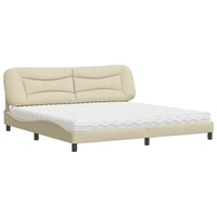 Letto con Materasso Hvar Crema 200x200 cm in Tessuto 3208560