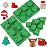 Forme di Natale in Silicone - 3 Confezioni - Albero di Natale/Uomo di Natale - Forme per Dolci/Pudding - Cubetti di Gelato/Detergente - Decorazioni per Torta - Verde - Moulds in Silicone