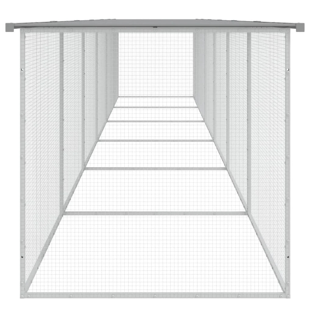 Recinto per pollaio con gabbia per polli con tetto leggero 603 x 98 x 90 cm in acciaio zincato grigio 02_0043987
