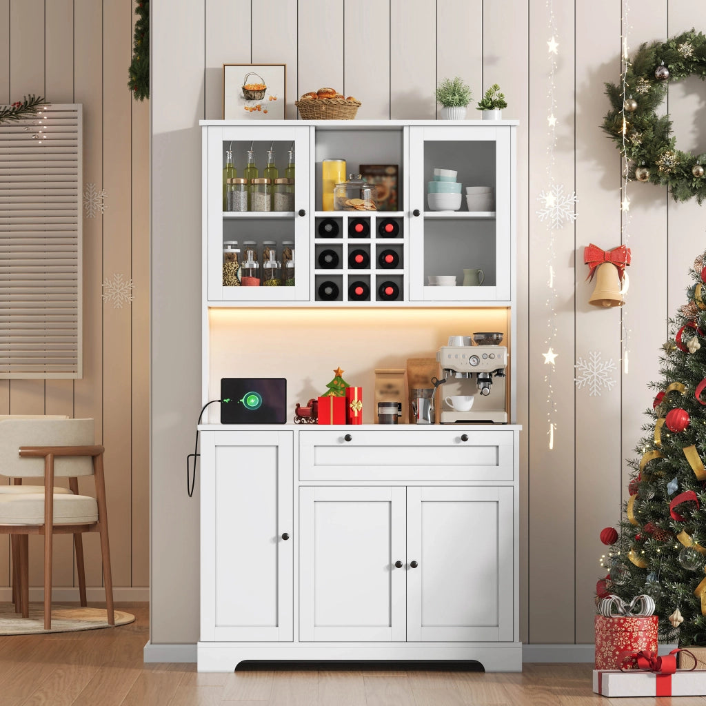 Armadio da cucina alto - Zephmum - 180x105x40cm - con LED a cambio colore e presa