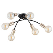 Plafoniera loft metallo nera oro 52cm 6xE27 15W Sedna Alfa
