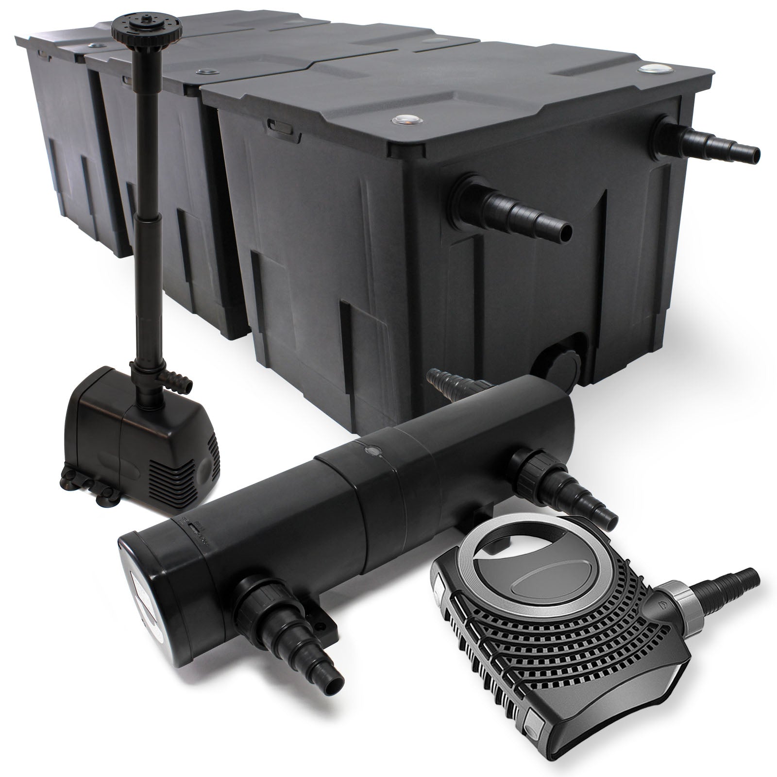 Set: Filtro bio per laghetto 90000l Chiarificatore UVC 24W Pompa 80W Pompa fontana