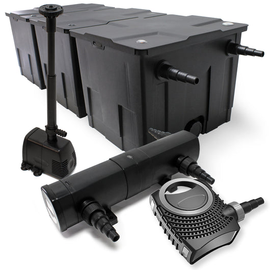 Set: Filtro bio per laghetto 90000l Chiarificatore UVC 24W Pompa 80W Pompa fontana