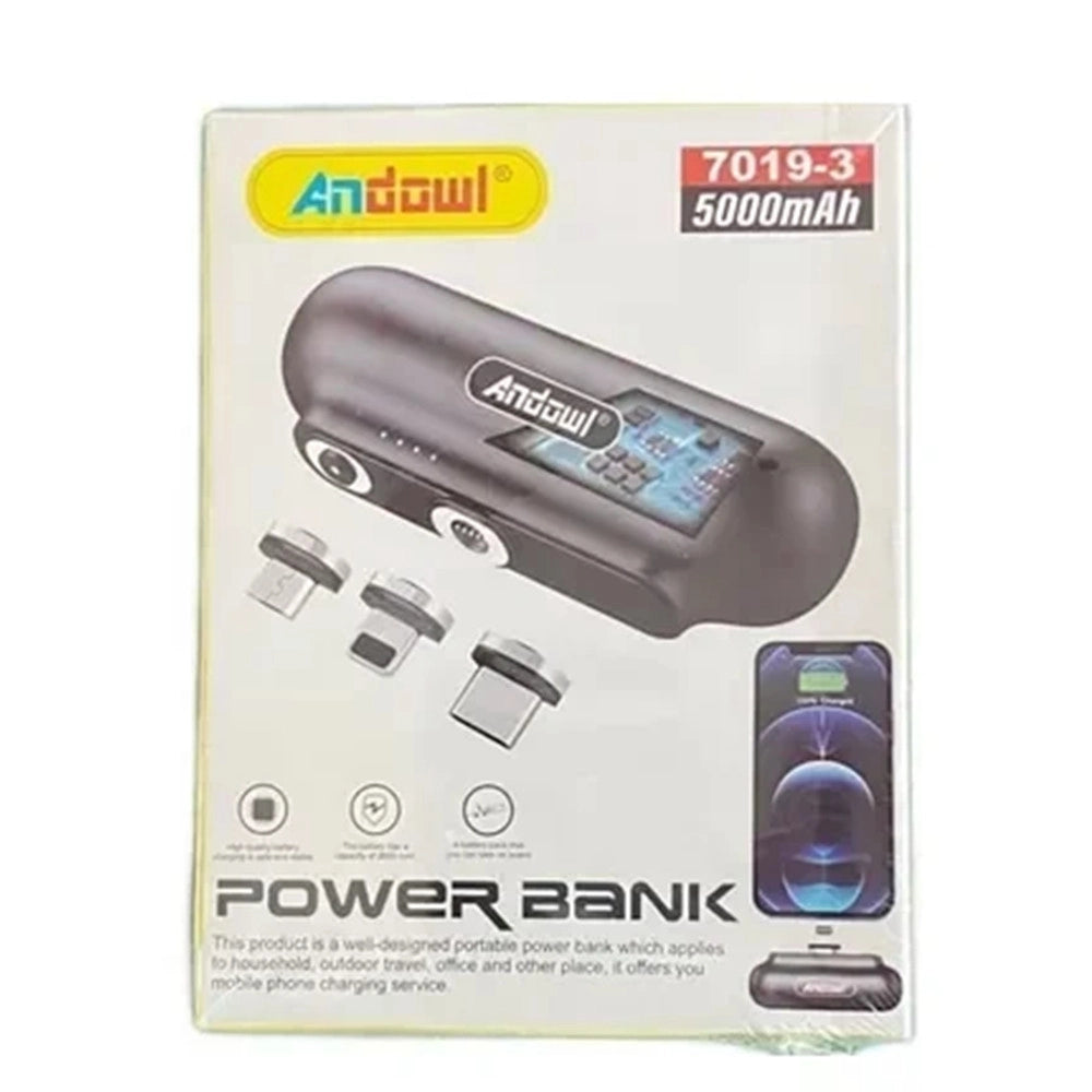 Trade Shop - Mini Power Bank Magnetico 5000mah Caricabatterie Portatile Compatto Con 3 Connettori 7019-3 -