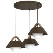 Lampada sospesa Funda 3 luci E27 marrone Luminex