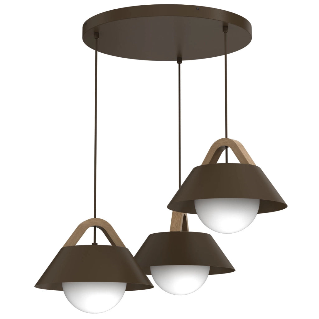 Lampada sospesa Funda 3 luci E27 marrone Luminex