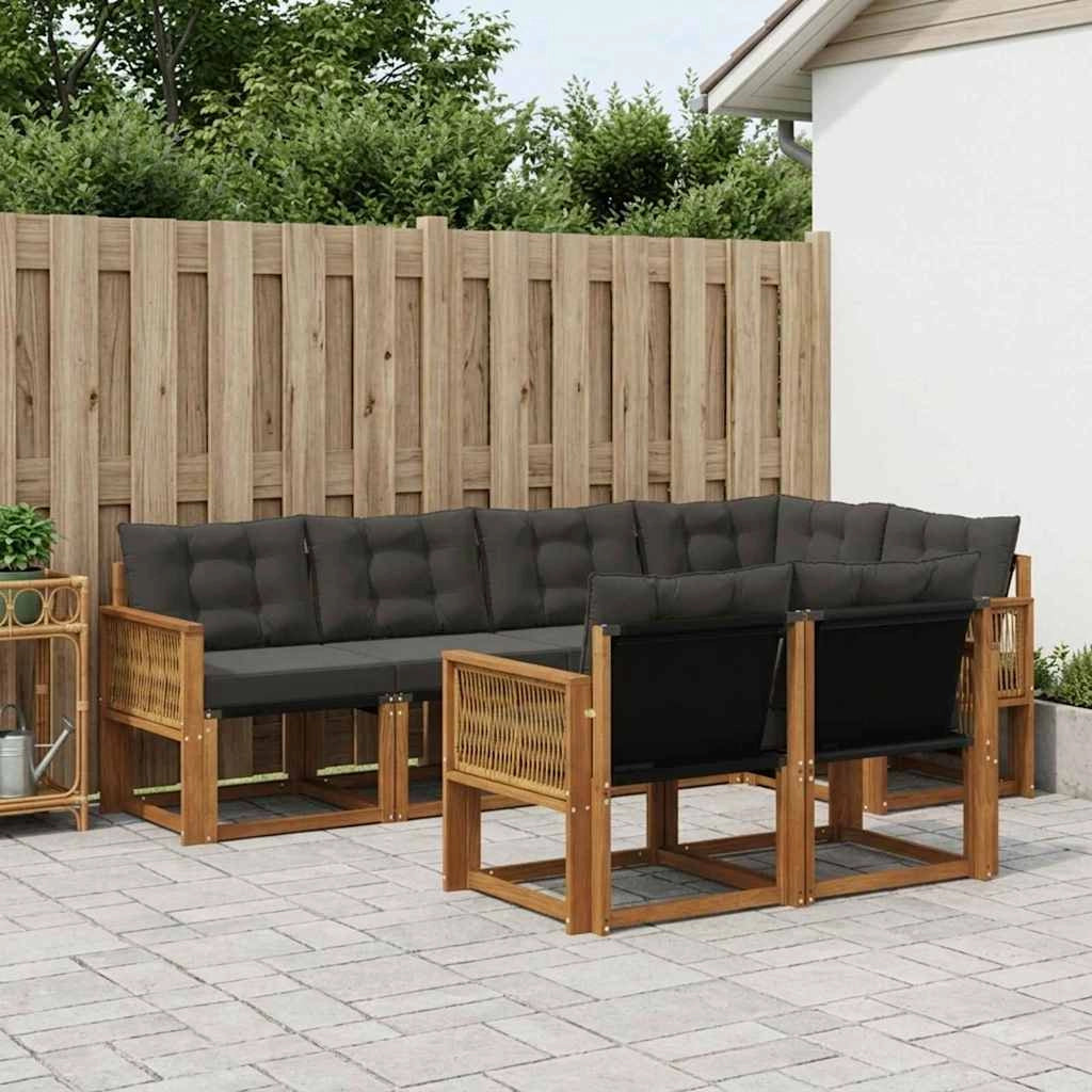 Set di divani da esterno 7 pz Naturale e Nero 3382020