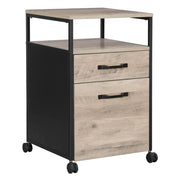 Mobile da ufficio con 2 cassetti, armadio con ruote, posizione aperta, stile industriale, 66 cm, greige e nero 12_0001502