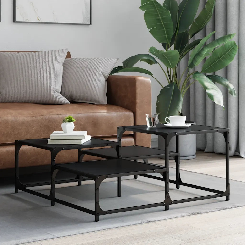 Tavolino da salotto | Tavolino da caff¨¨ | Tavolino da Soggiorno Nero 87,5x87,5x40 cm in Legno Multistrato