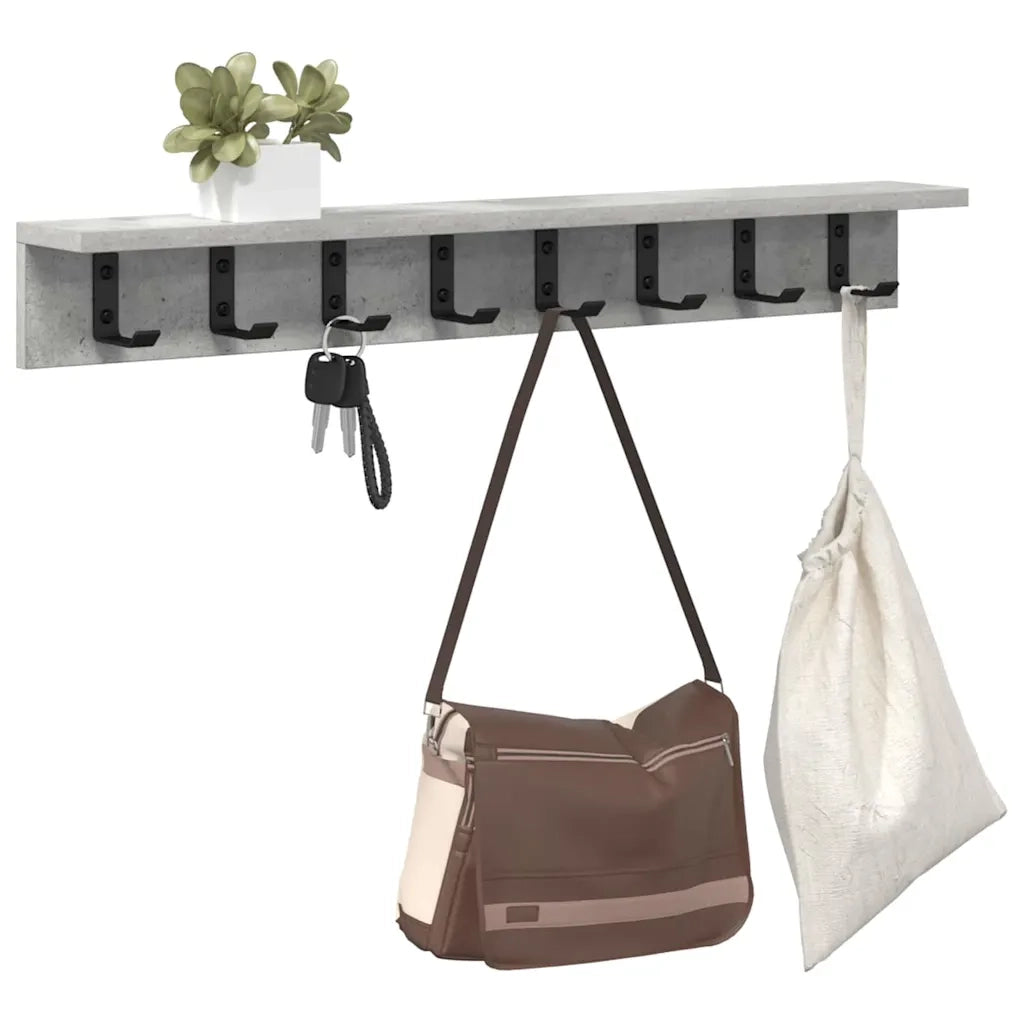 vidaXL Appendiabiti a muro Grigio cemento 80 x 10.5 x 10.5 cm