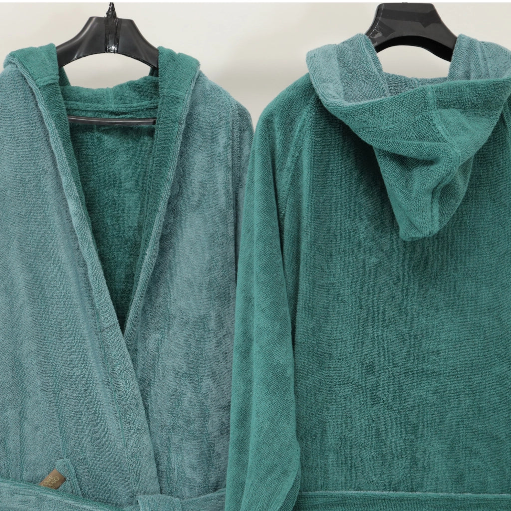 Sefane, Accappatoio 100% Cotone con Cappuccio Reversibile, Verde Acqua