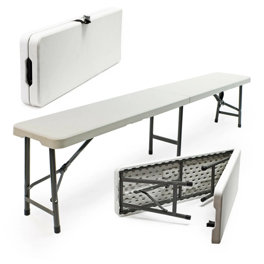 Panca da campeggio leggera e pieghevole, per feste in giardino, barbecue, picnic, 180 cm, bianco 16_0002207