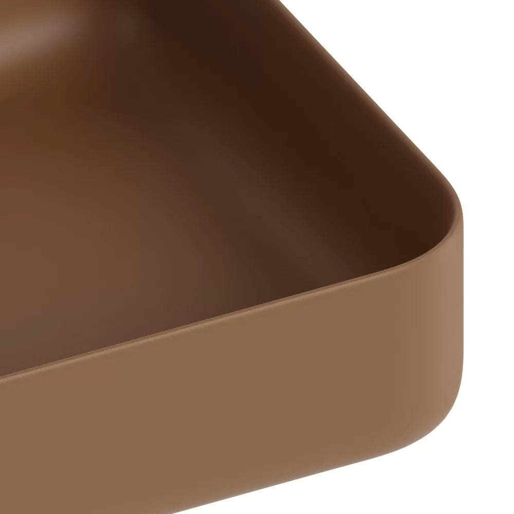 Lavabo d'appoggio rettangolare in ceramica da 50x40 cm marrone - Serie Nature
