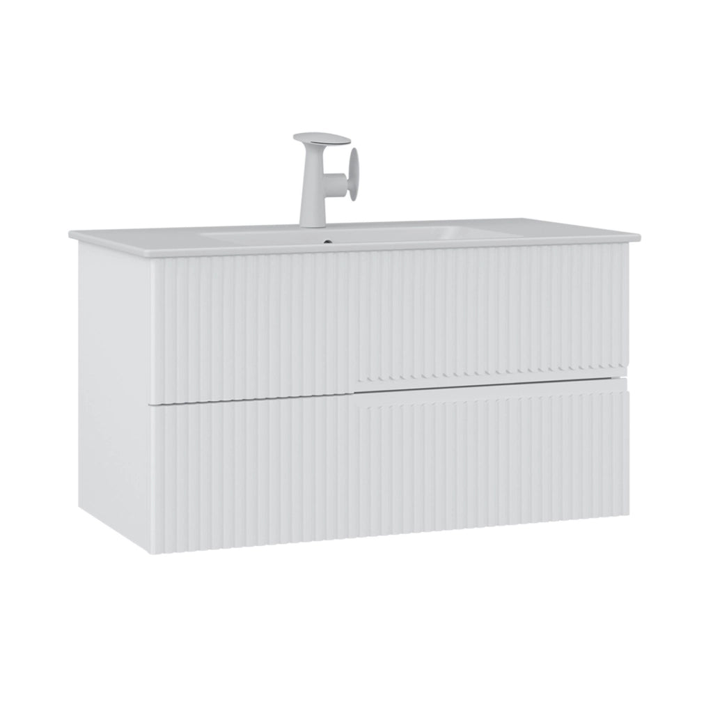 Mobile lavabo "Moonlight 90 v2" - 91 x 51 x 51 cm - Bianco opaco