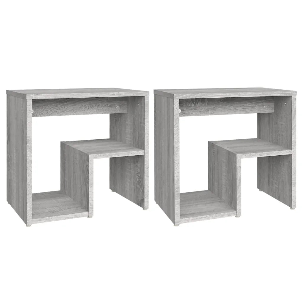 Set di 2 Comodini | Armadio da Notte | Mobiletto da notte Grigio Sonoma 40x30x40 cm in Legno Multistrato