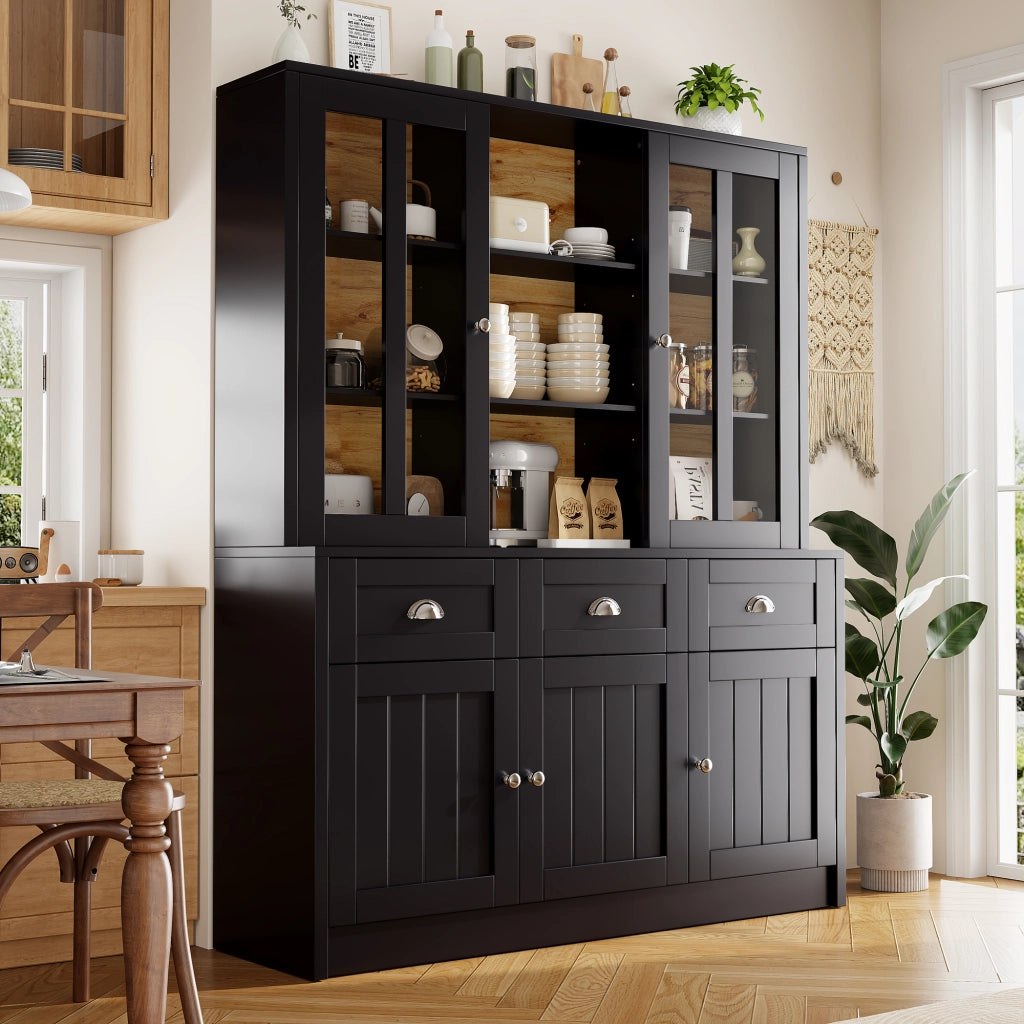 Vetrina da Cucina con Ante in Acrilico e Ripiani Regolabili con Sistema Antiribaltamento in MDF 140x38;5x175 cm