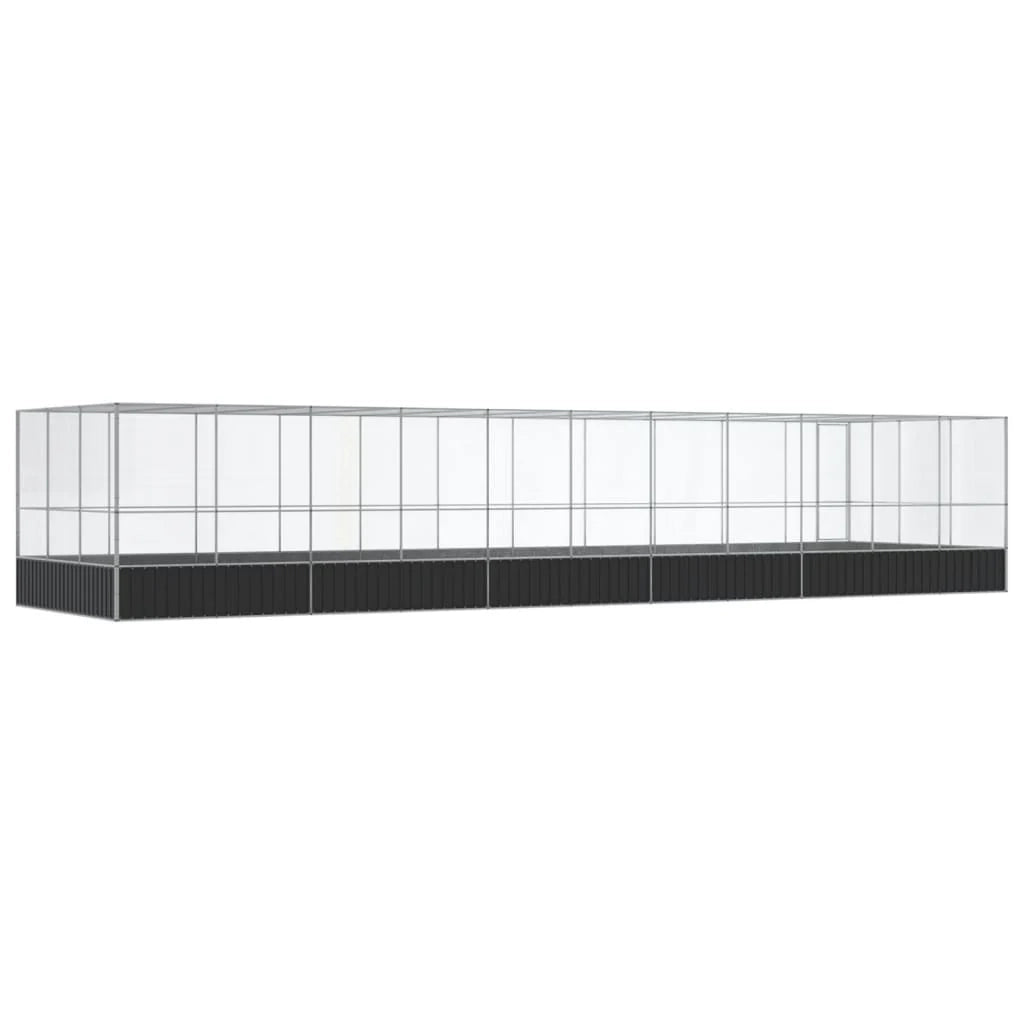 Voliera a gabbia con estensione in argento 1139 x 307 x 212 cm acciaio argento 02_0045646