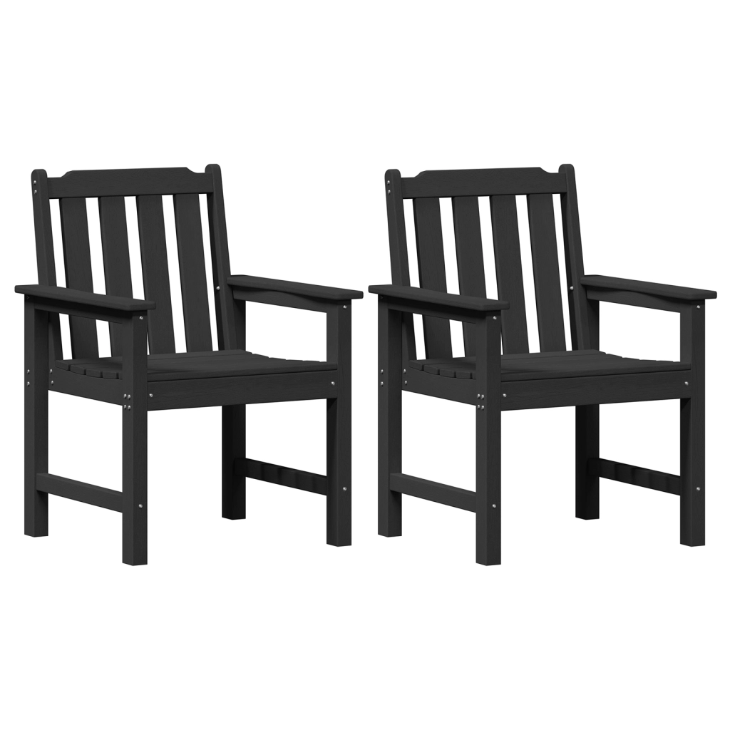 Sedie da Giardino 2 pz Nero HDPE