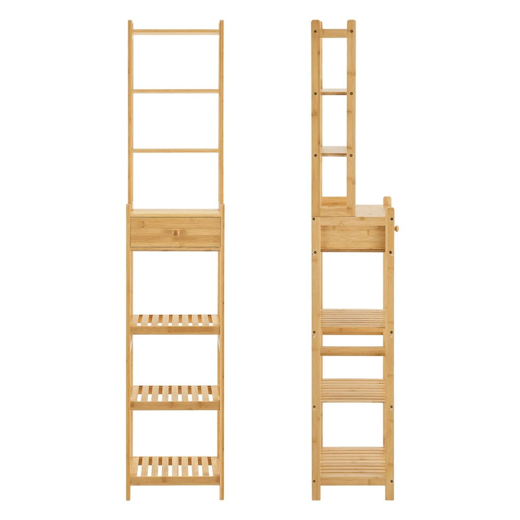 Scaffale portaoggetti a 7 ripiani con cassetto 163 x 33 x 28 cm 03_0006994