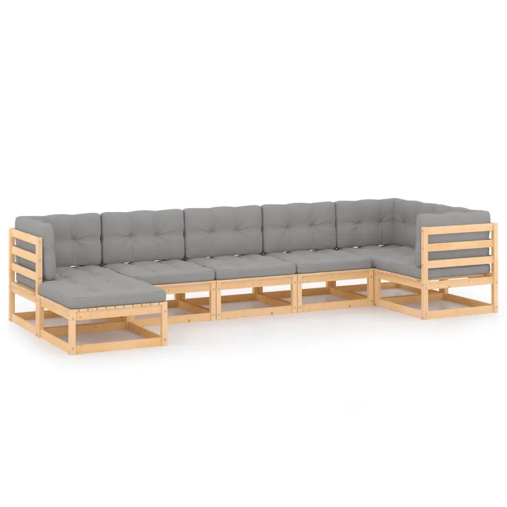Set Divani da Giardino 7 pz con Cuscini Legno Massello di Pino cod mxl 44113