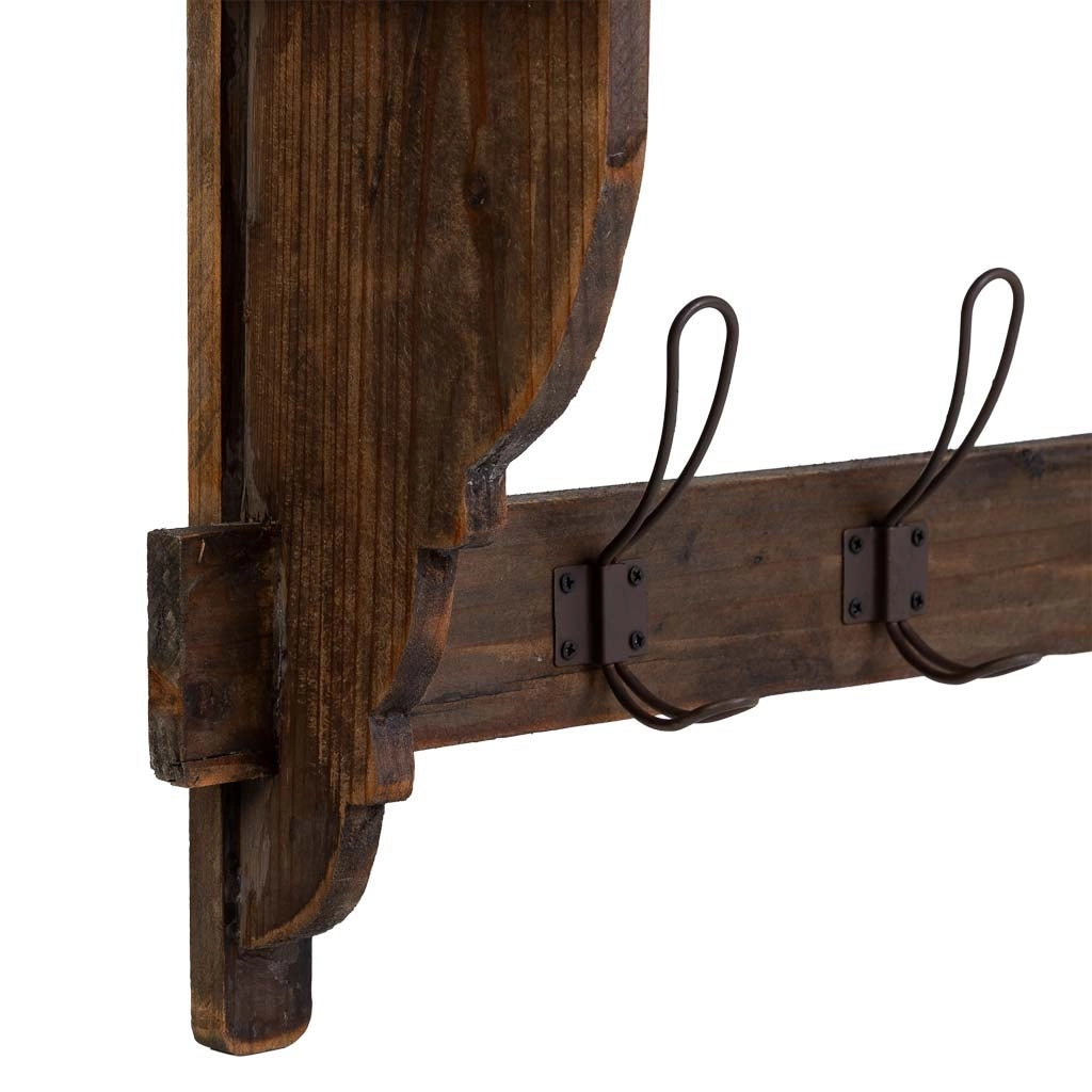 Appendiabiti da parete in legno e metallo con 3 ganci 61x18,5x41,5h cm