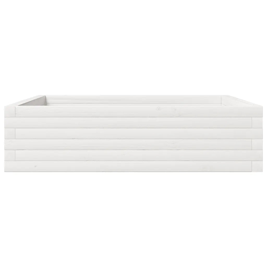 Fioriera da Giardino-Vaso da Esterno Bianca 90x90x23 cm Legno Massello di Pino