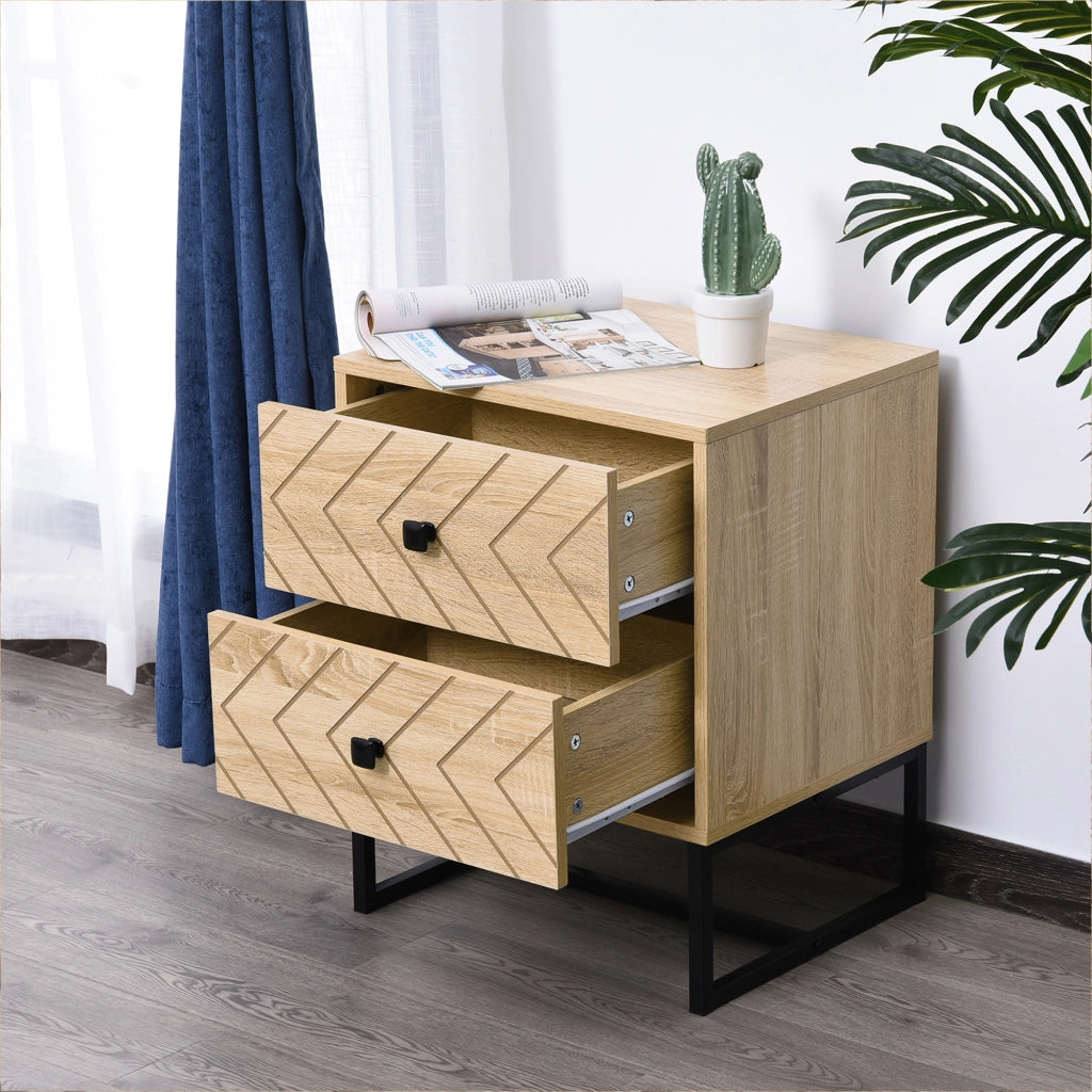 Comodino con 2 Cassetti in Legno ¨C Zephmum ¨C 48x39,5x60 cm