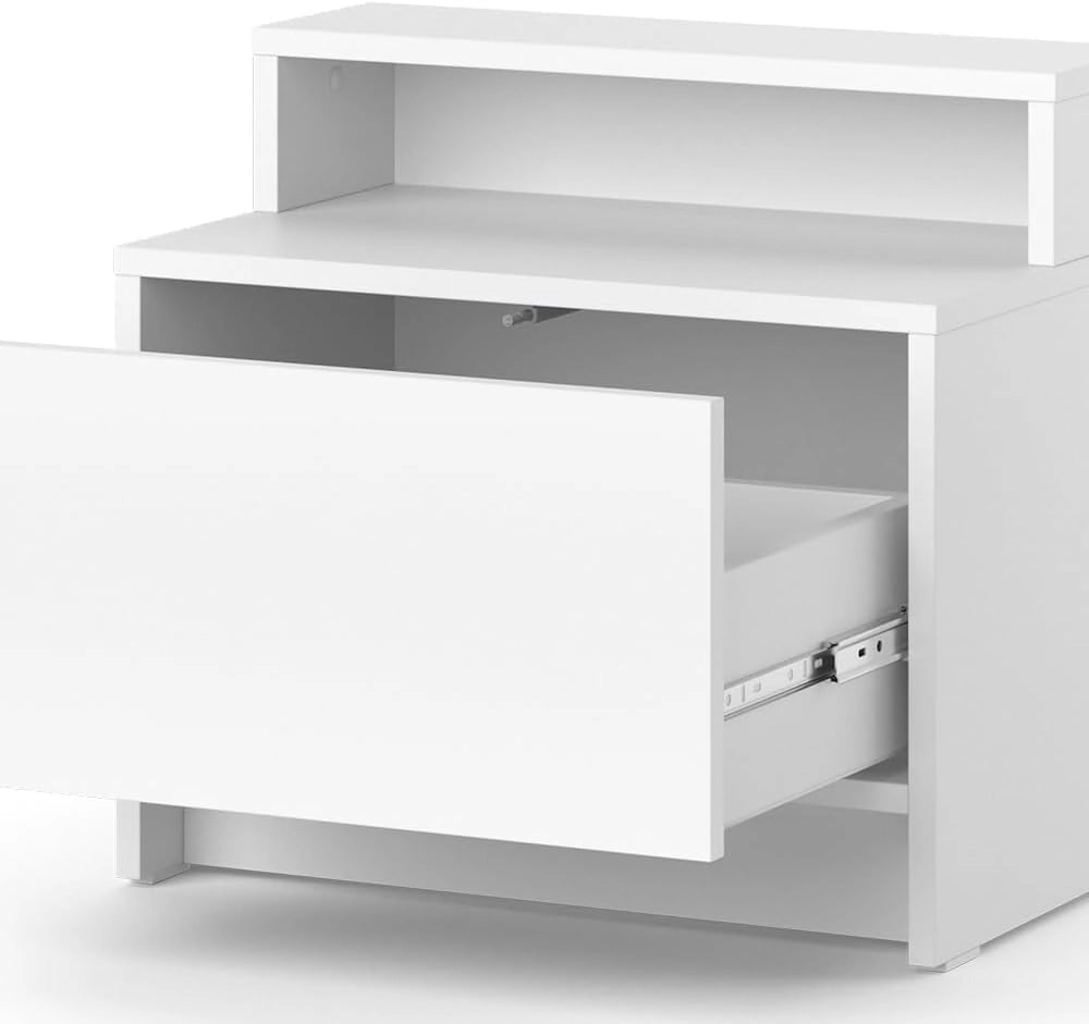 comodino camera da letto Nara, Bianco, 50.2 x 46.4 cm
