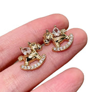 Orecchini Golden Pony con zirconi