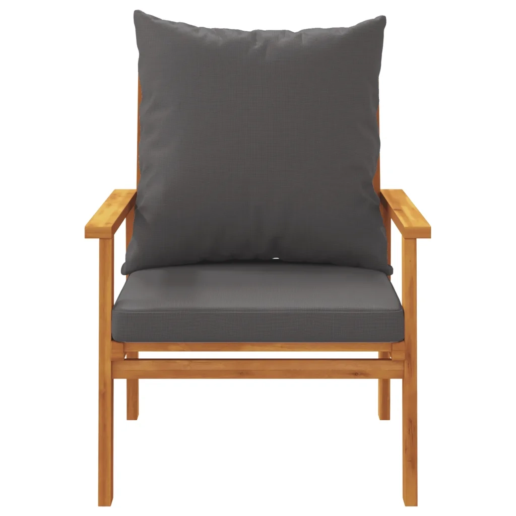 Poltrone da Giardino 2pz con Cuscino in Legno Massello Acacia 366376