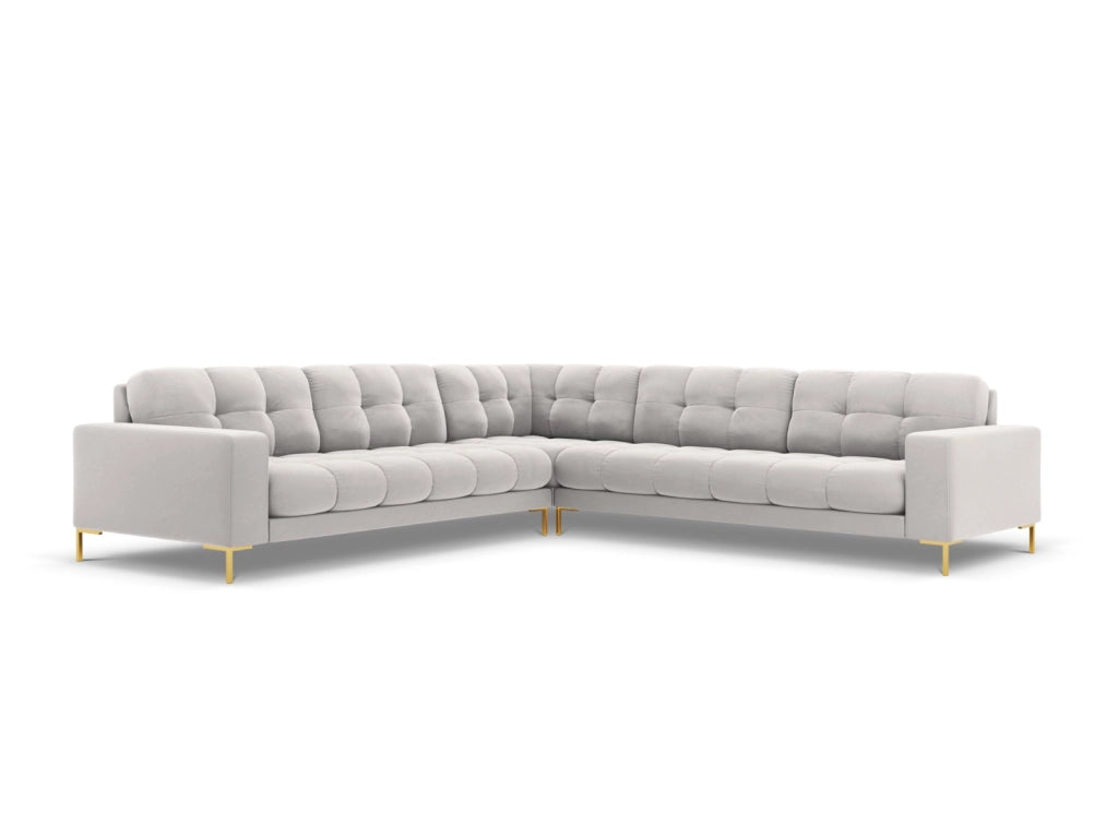 Cosmopolitan Design - Divano angolare reversibile "Bali" 6 posti in velluto argento 