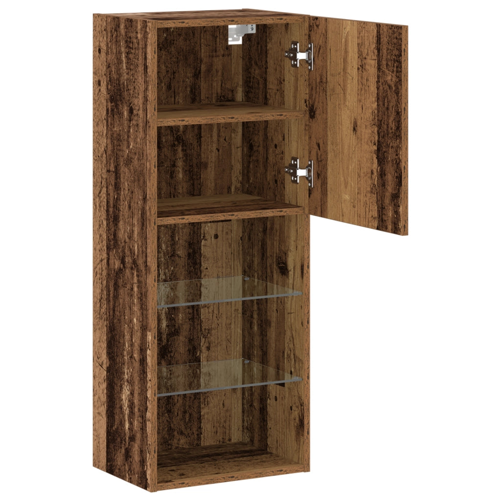 Mobile TV  con luci LED in legno invecchiato 40,5x30x102 cm