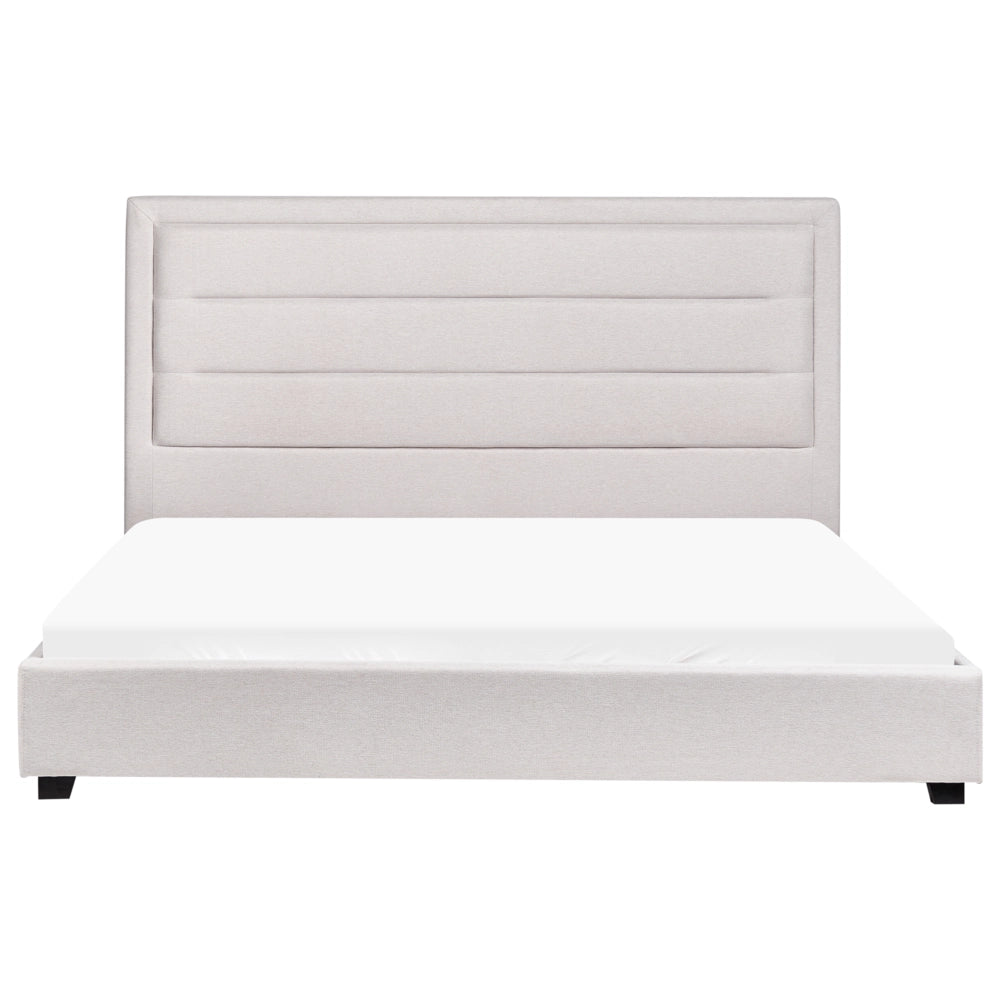 Letto matrimoniale in velluto beige chiaro 180 x 200 cm stile moderno