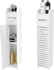 Toiletkast in legno - Cassetto sanitario in legno - 17 x 15 x 78 cm - Bianco