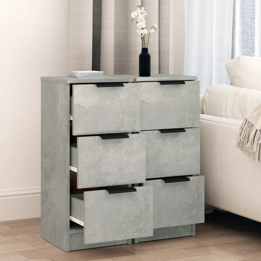 Credenze 2 pz Grigio Cemento 30x30x70 cm in Legno Multistrato 811160