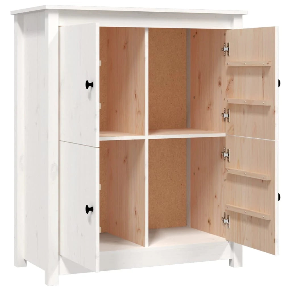 Buffet credenza cassettiera armadio mobile contenitore organizer per cucina soggiorno salotto 83 x 41,5 x 100 cm legno massello di pino bianco 02_0030522