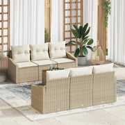 Set Divano da Giardino con cuscino 7 pcs Beige polyrattan