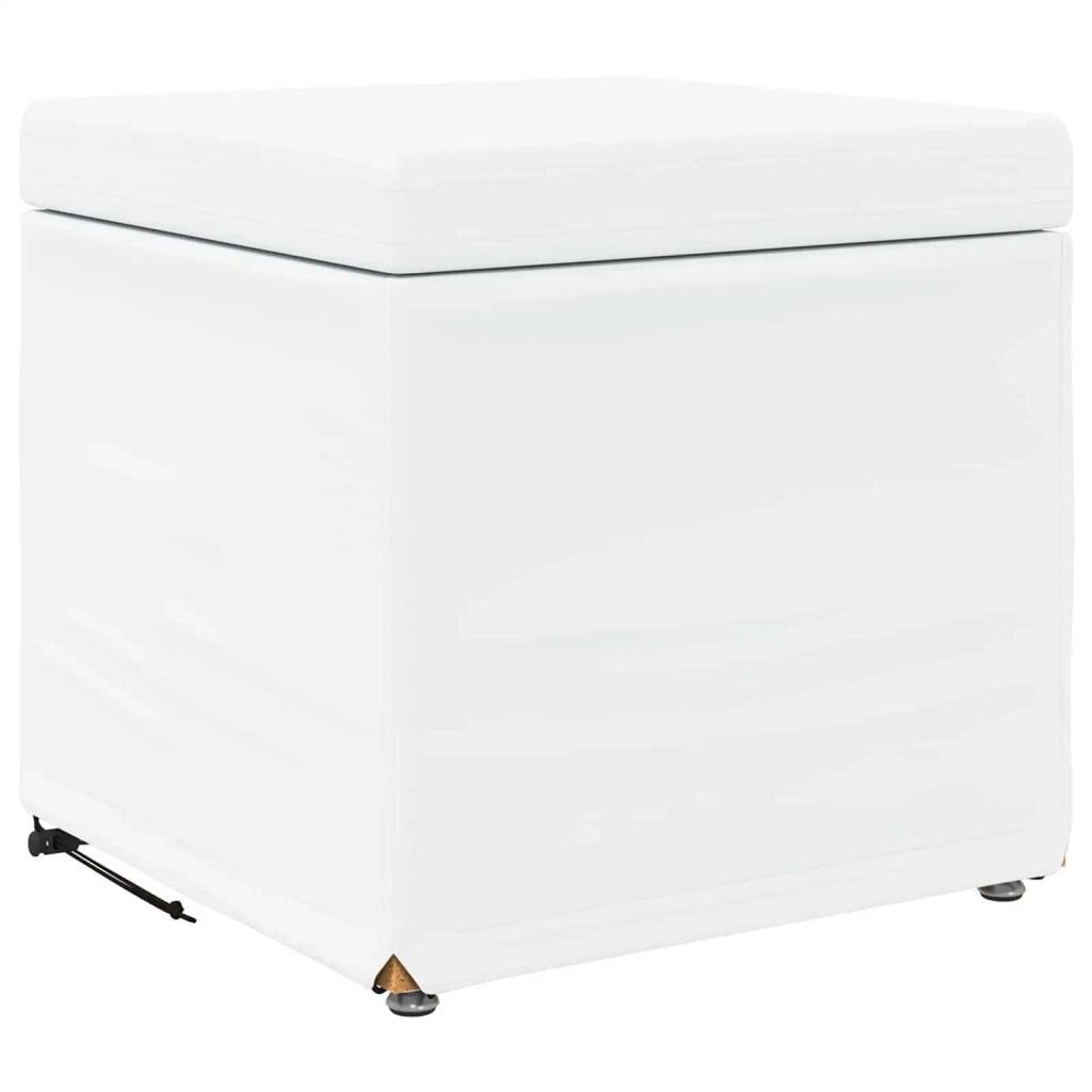 Pouf Bianco Pelle Sintetica e Legno Ingegnerizzato 876757